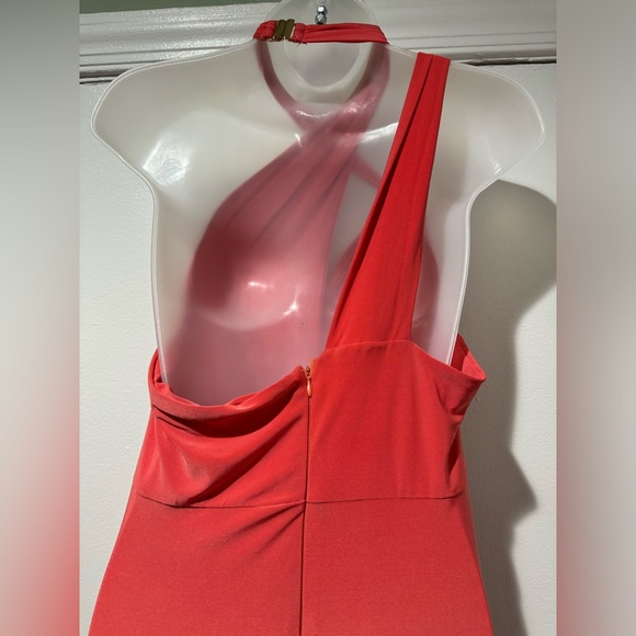 Club L London Alba Coral Maternity Halter Asymmetric Maxi Dress (Size 10) - Picture 5 of 5